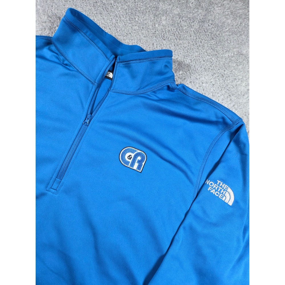 The North Face Quarter Zip Pullover XL Blue Mens CR Patch Logo Activewear